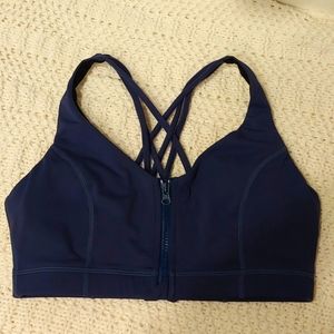 Zip Front Sports Bra Purple Size Medium